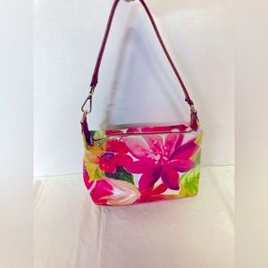 Valentina small floral leather colorful handbag purse